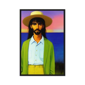 Framed canvas print - The boy with the hat